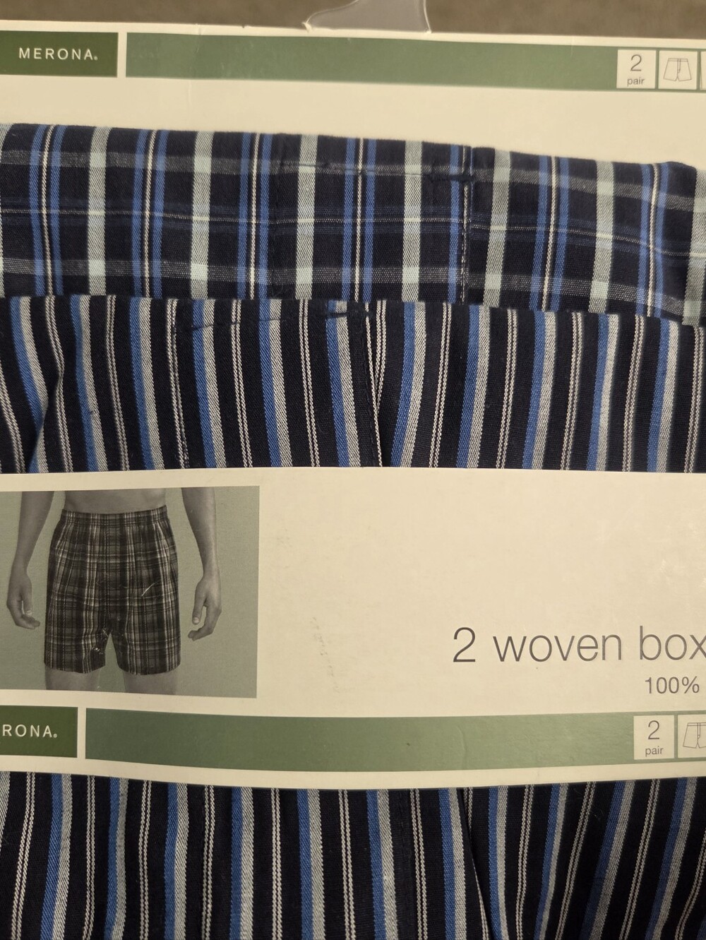 2008 Merona Men's Woven Boxers 2-Pack Size Large L 36-38 Deadstock.